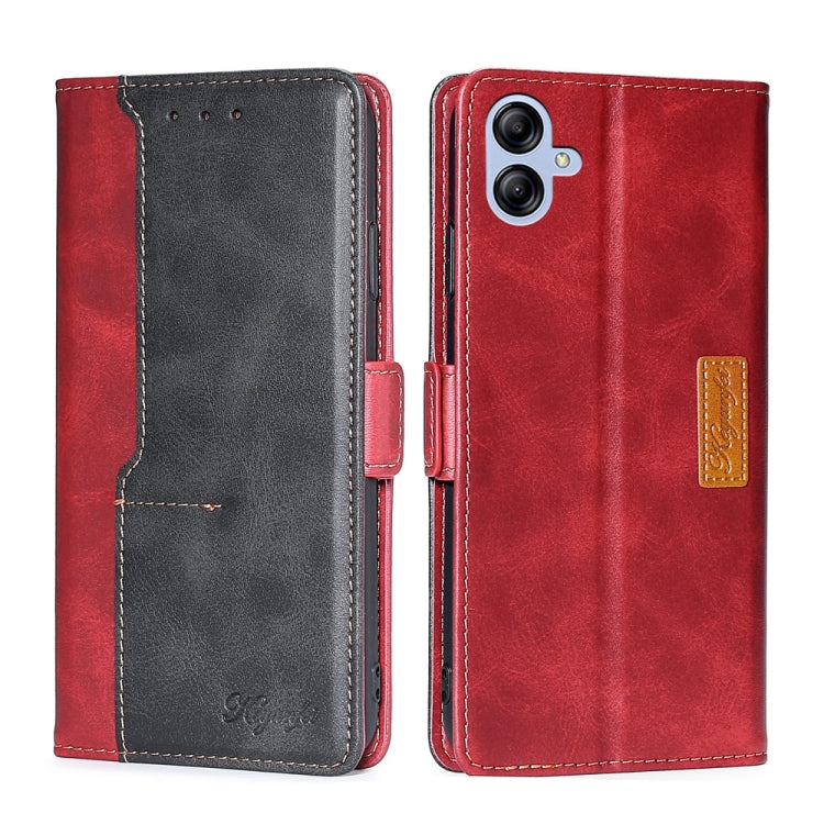 For Samsung Galaxy A04E Contrast Color Side Buckle Leather Phone Case