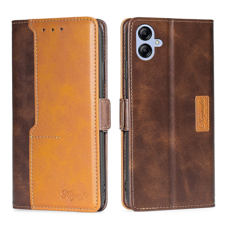 For Samsung Galaxy A04E Contrast Color Side Buckle Leather Phone Case
