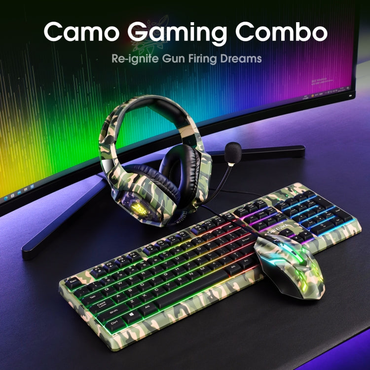 ONIKUMA K8 RGB Light Wired Gaming Headphones Keyboard Mouse Set