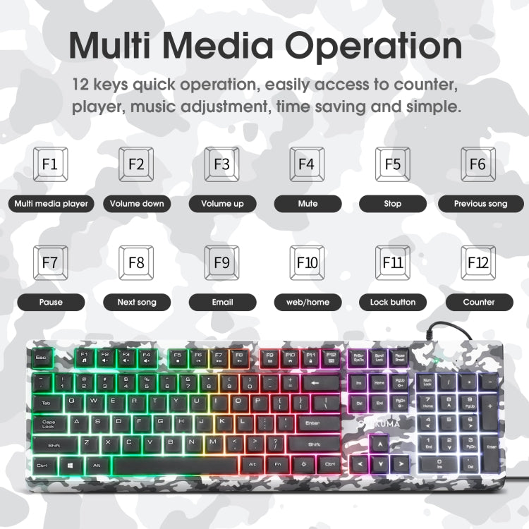 ONIKUMA K8 RGB Light Wired Gaming Headphones Keyboard Mouse Set