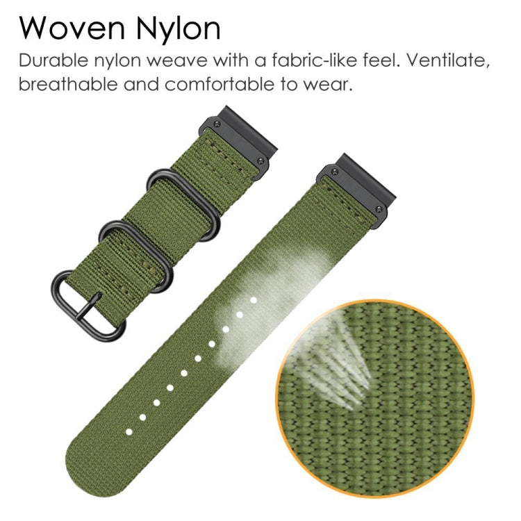 For Garmin Fenix 7X Three-ring Steel Buckle Nylon Watch Band
