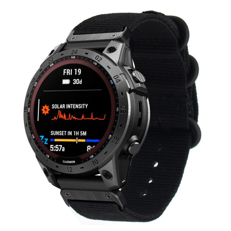 For Garmin Fenix 7 Three-ring Steel Buckle Nylon Watch Band