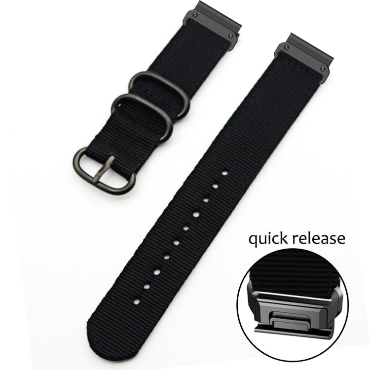 For Garmin Fenix 7 Three-ring Steel Buckle Nylon Watch Band