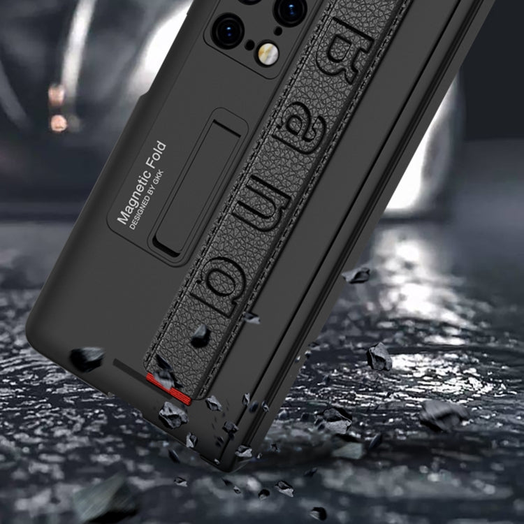 For Huawei Mate X2 GKK Peep-proof Magnetic Hinge Integrated Phone Case with Wrist Strap