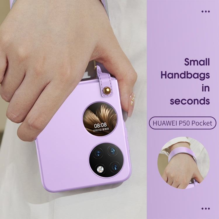 For Huawei P50 Pocket GKK Ultrathin Mini Handbag Protective Phone Case with Wrist Strap