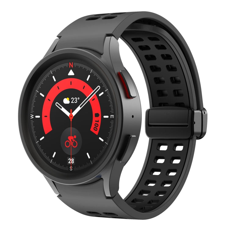 For Samsung Galaxy Watch5 Pro Double-row Hole Folding Buckle Silicone Watch Band