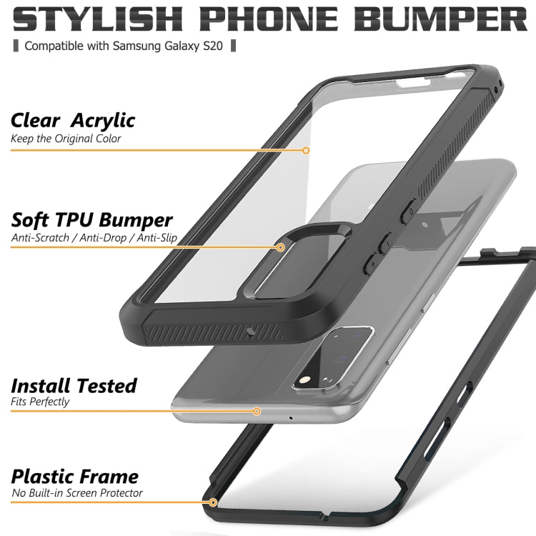 For Galaxy S20 Transparent Series Frame TPU + PC Dust-proof Scratch-proof Drop-proof Protective Case