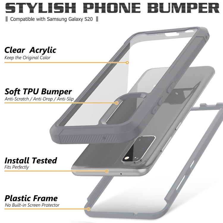 For Galaxy S20 Transparent Series Frame TPU + PC Dust-proof Scratch-proof Drop-proof Protective Case
