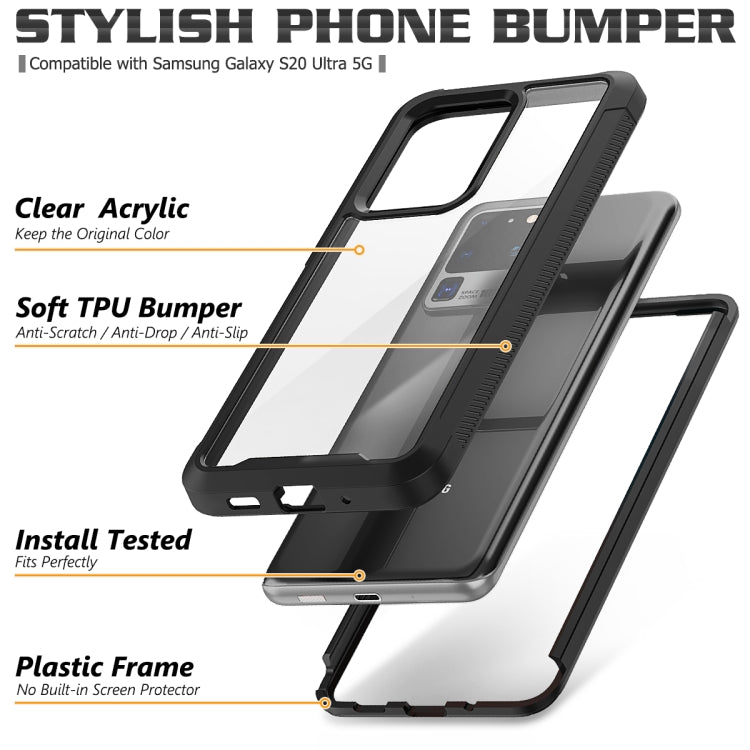 For Galaxy S20 Ultra Transparent Series Frame TPU + PC Dust-proof Scratch-proof Drop-proof Protective Case