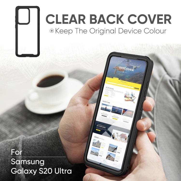 For Galaxy S20 Ultra Transparent Series Frame TPU + PC Dust-proof Scratch-proof Drop-proof Protective Case