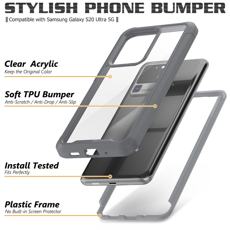 For Galaxy S20 Ultra Transparent Series Frame TPU + PC Dust-proof Scratch-proof Drop-proof Protective Case