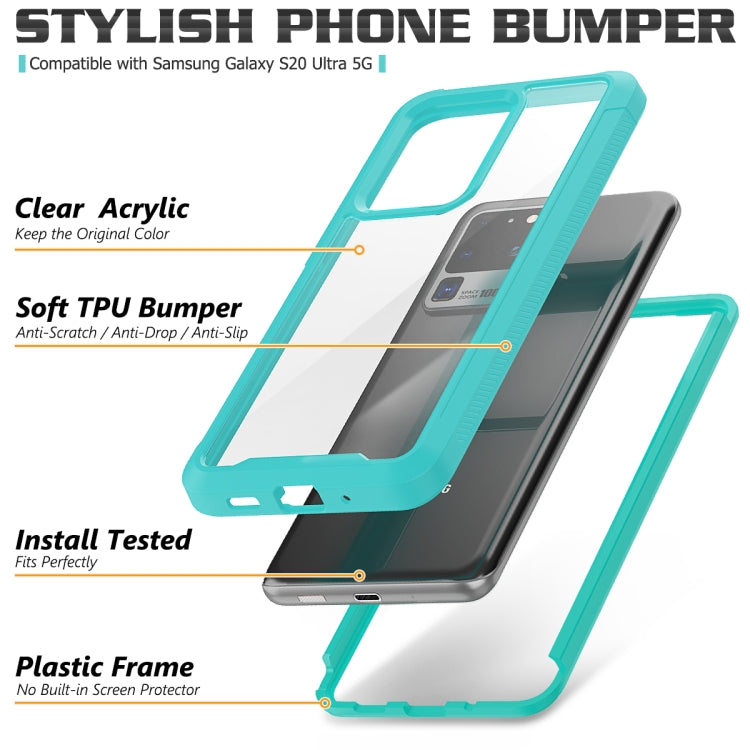 For Galaxy S20 Ultra Transparent Series Frame TPU + PC Dust-proof Scratch-proof Drop-proof Protective Case