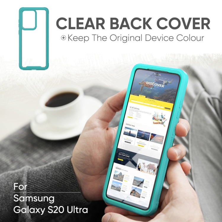 For Galaxy S20 Ultra Transparent Series Frame TPU + PC Dust-proof Scratch-proof Drop-proof Protective Case