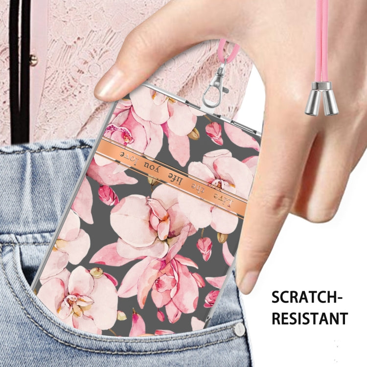 For Samsung Galaxy S23 5G Flowers and Plants Series IMD TPU Phone Case with Lanyard