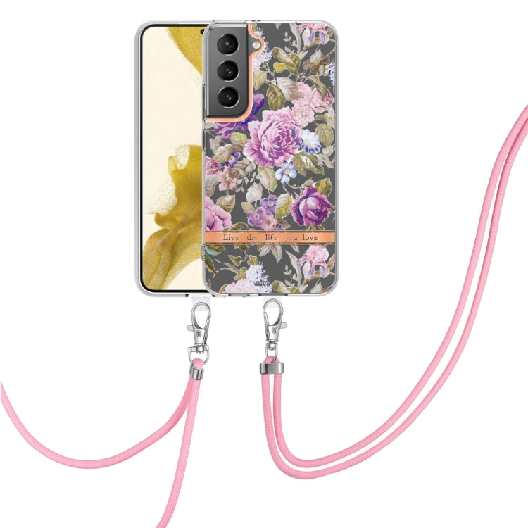 For Samsung Galaxy S23+ 5G Flowers and Plants Series IMD TPU Phone Case with Lanyard