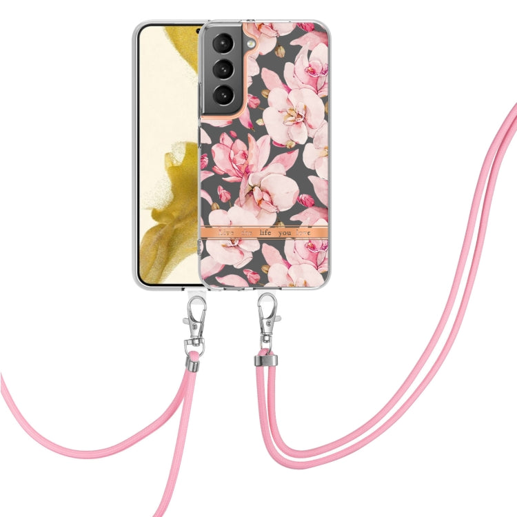 For Samsung Galaxy S23+ 5G Flowers and Plants Series IMD TPU Phone Case with Lanyard