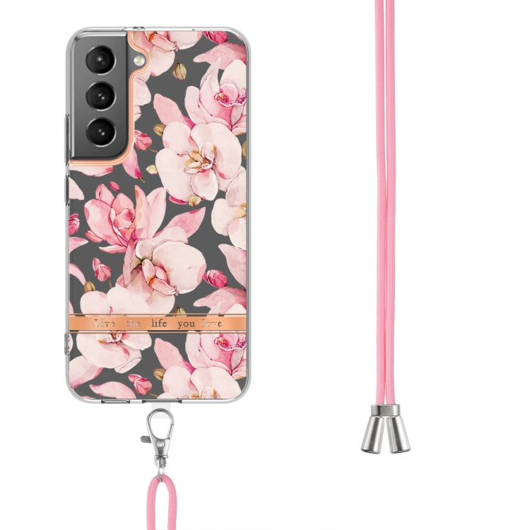 For Samsung Galaxy S23+ 5G Flowers and Plants Series IMD TPU Phone Case with Lanyard