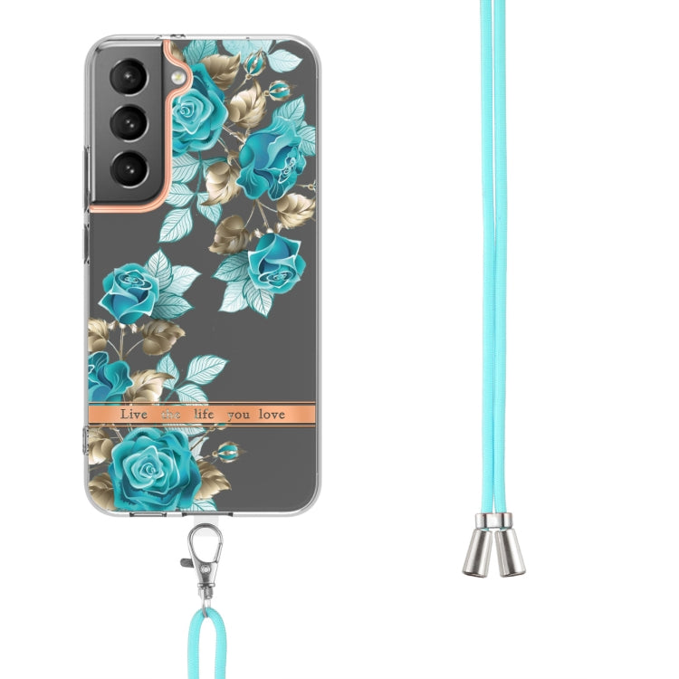 For Samsung Galaxy S23+ 5G Flowers and Plants Series IMD TPU Phone Case with Lanyard