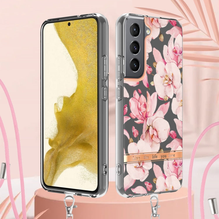 For Samsung Galaxy S23+ 5G Flowers and Plants Series IMD TPU Phone Case with Lanyard
