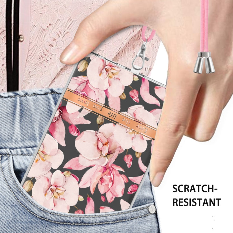 For Samsung Galaxy S23 Ultra 5G Flowers and Plants Series IMD TPU Phone Case with Lanyard