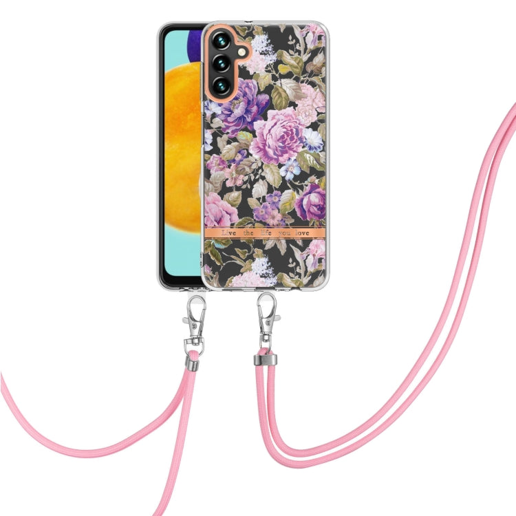For Samsung Galaxy A14 5G Flowers and Plants Series IMD TPU Phone Case with Lanyard