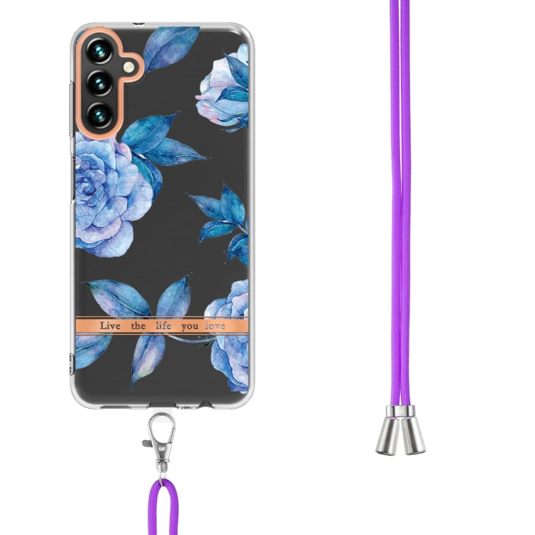 For Samsung Galaxy A14 5G Flowers and Plants Series IMD TPU Phone Case with Lanyard