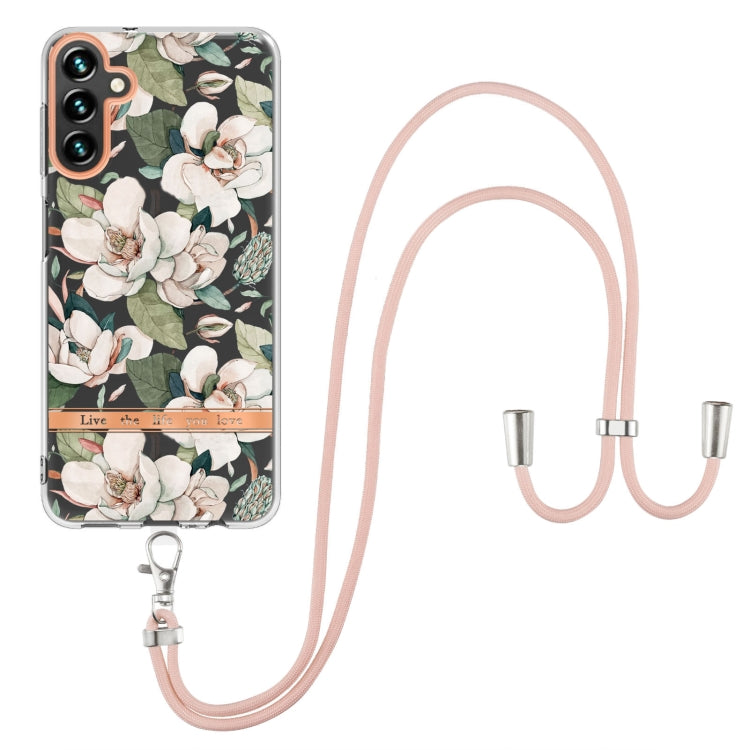 For Samsung Galaxy A14 5G Flowers and Plants Series IMD TPU Phone Case with Lanyard
