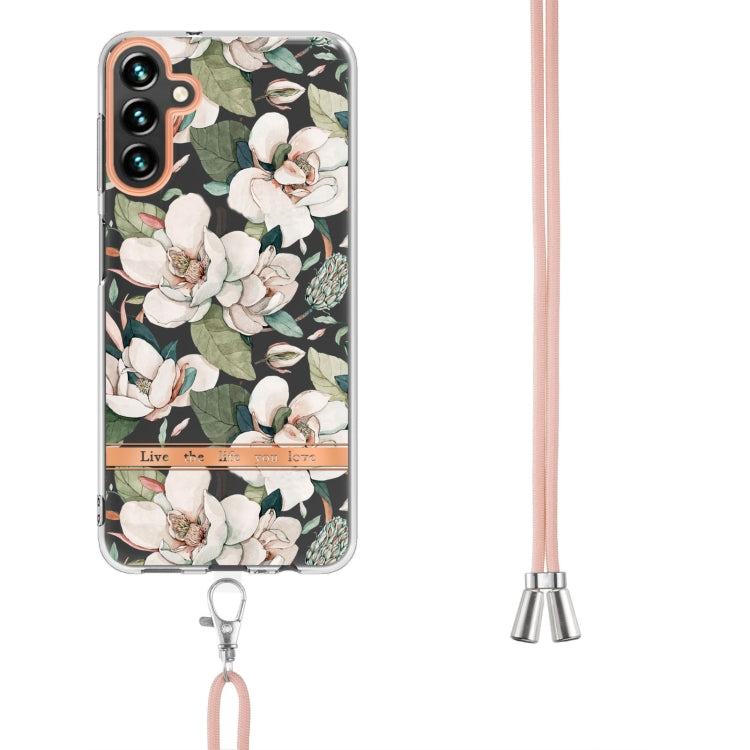 For Samsung Galaxy A14 5G Flowers and Plants Series IMD TPU Phone Case with Lanyard