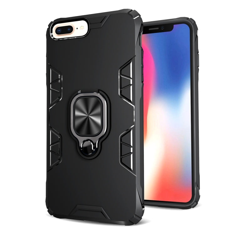 For iPhone 7 Plus / 8 Plus Shockproof TPU Full Coverage Protective Case with 360 Degree Rotating Ring Holder