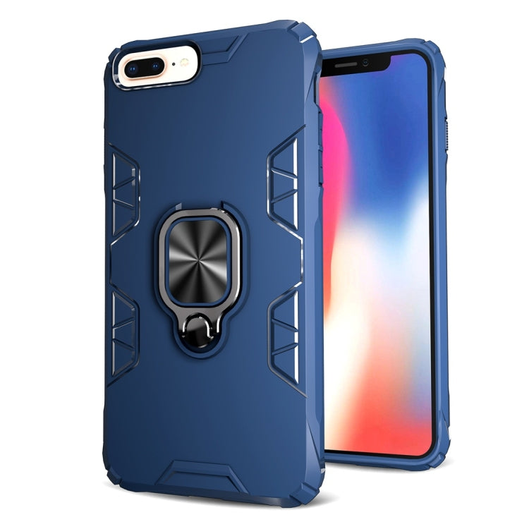 For iPhone 7 Plus / 8 Plus Shockproof TPU Full Coverage Protective Case with 360 Degree Rotating Ring Holder