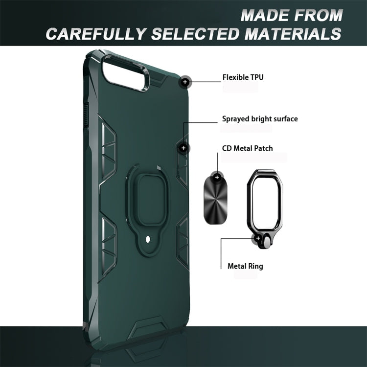 For iPhone 7 Plus / 8 Plus Shockproof TPU Full Coverage Protective Case with 360 Degree Rotating Ring Holder