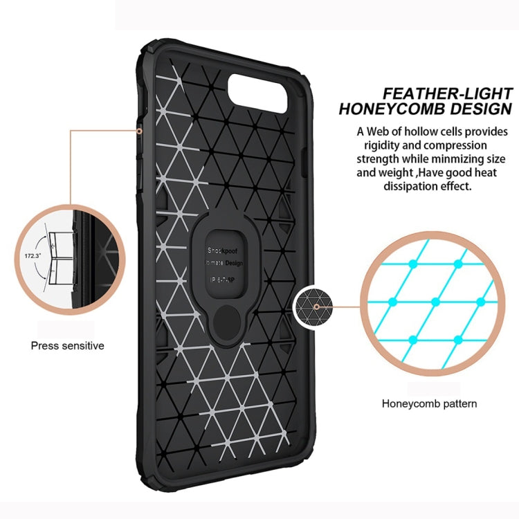 For iPhone 7 Plus / 8 Plus Shockproof TPU Full Coverage Protective Case with 360 Degree Rotating Ring Holder