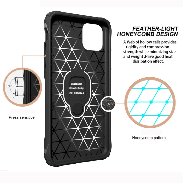 For iPhone 11 Pro Max Shockproof TPU Full Coverage Protective Case with 360 Degree Rotating Ring Holder