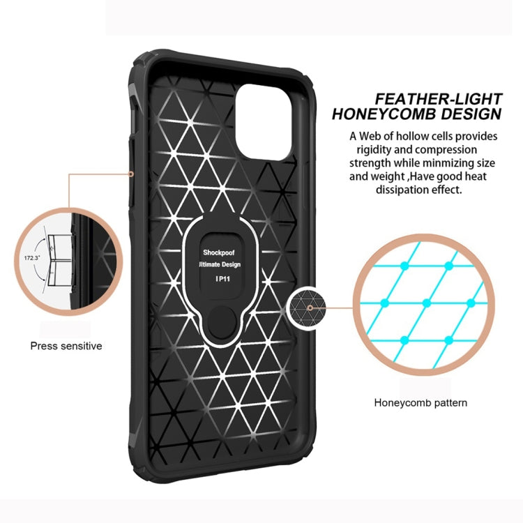 For iPhone 11 Shockproof TPU Full Coverage Protective Case with 360 Degree Rotating Ring Holder