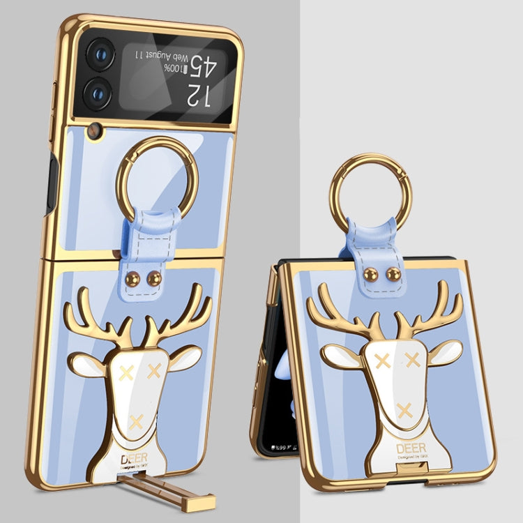 For Samsung Galaxy Z Flip4 GKK Electroplated Integrated Shockproof Phone Case with Ring Holder
