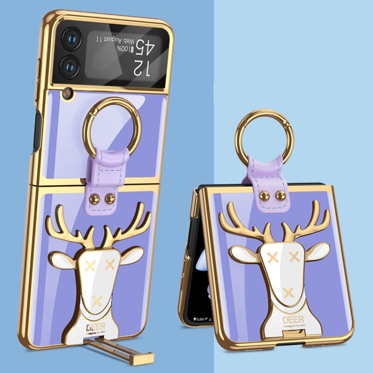For Samsung Galaxy Z Flip4 GKK Electroplated Integrated Shockproof Phone Case with Ring Holder