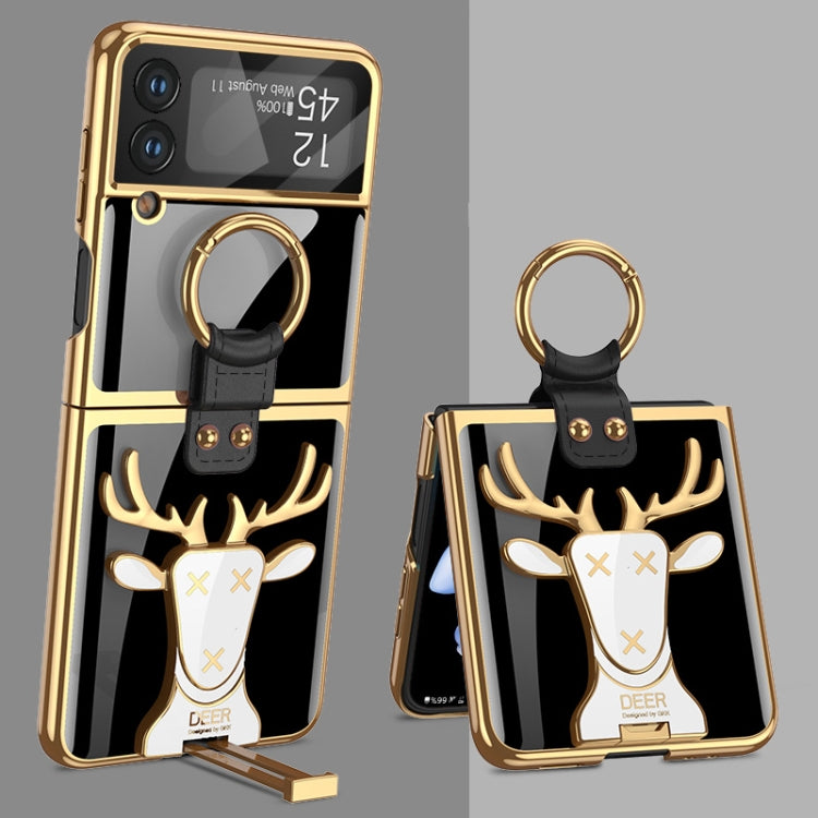 For Samsung Galaxy Z Flip4 GKK Electroplated Integrated Shockproof Phone Case with Ring Holder