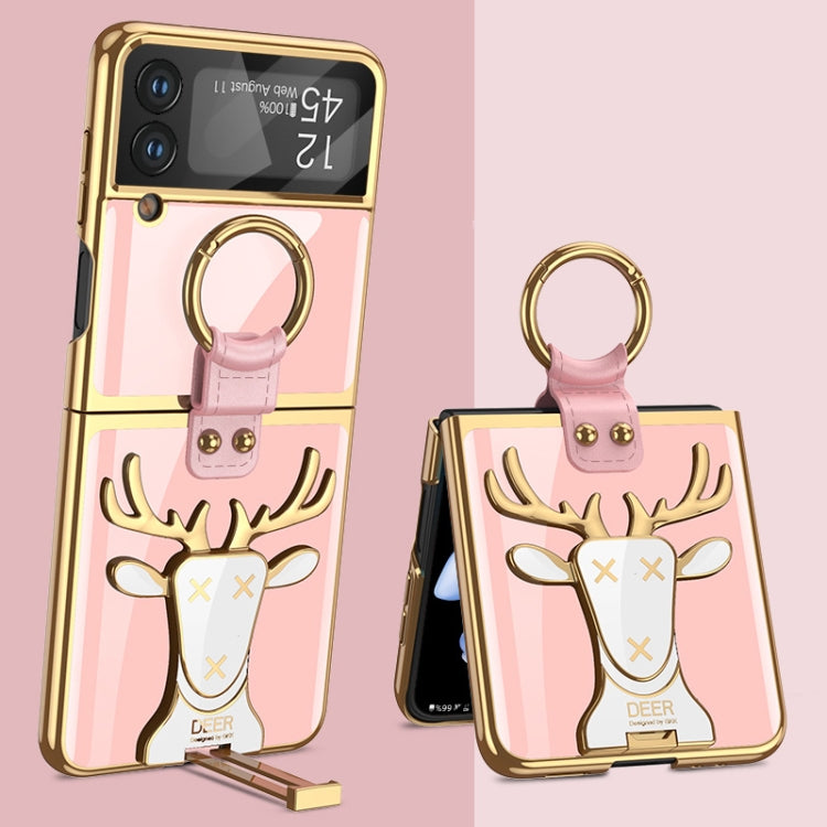 For Samsung Galaxy Z Flip4 GKK Electroplated Integrated Shockproof Phone Case with Ring Holder