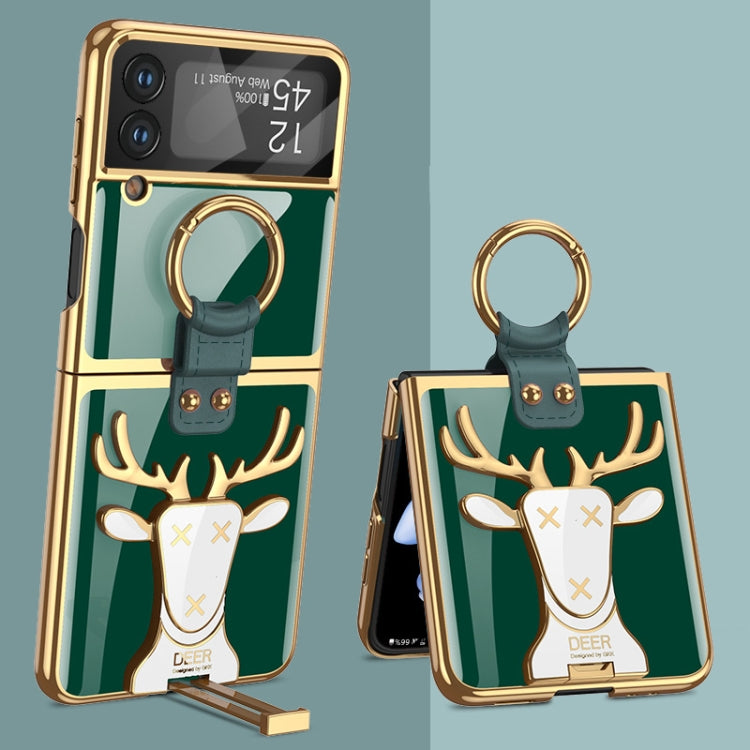 For Samsung Galaxy Z Flip4 GKK Electroplated Integrated Shockproof Phone Case with Ring Holder