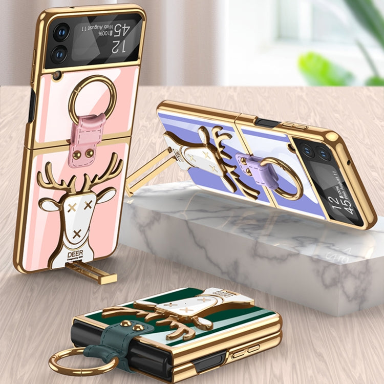 For Samsung Galaxy Z Flip4 GKK Electroplated Integrated Shockproof Phone Case with Ring Holder