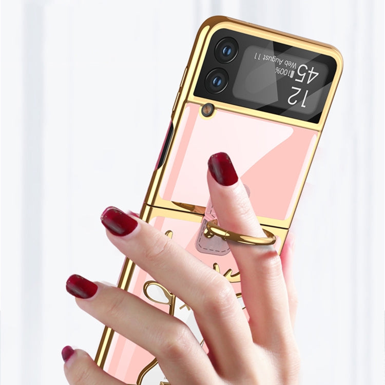 For Samsung Galaxy Z Flip4 GKK Electroplated Integrated Shockproof Phone Case with Ring Holder