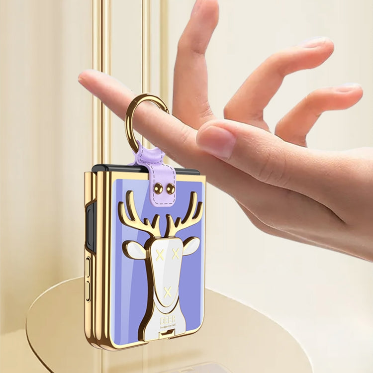 For Samsung Galaxy Z Flip4 GKK Electroplated Integrated Shockproof Phone Case with Ring Holder
