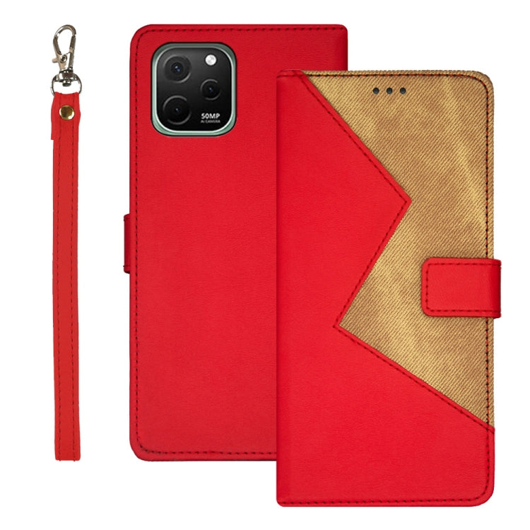 For Huawei nova Y61 4G idewei Two-color Splicing Leather Phone Case