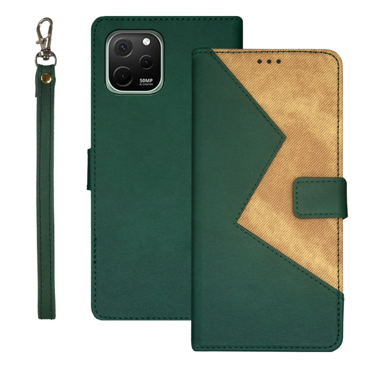 For Huawei nova Y61 4G idewei Two-color Splicing Leather Phone Case