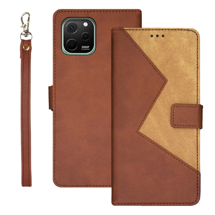 For Huawei nova Y61 4G idewei Two-color Splicing Leather Phone Case