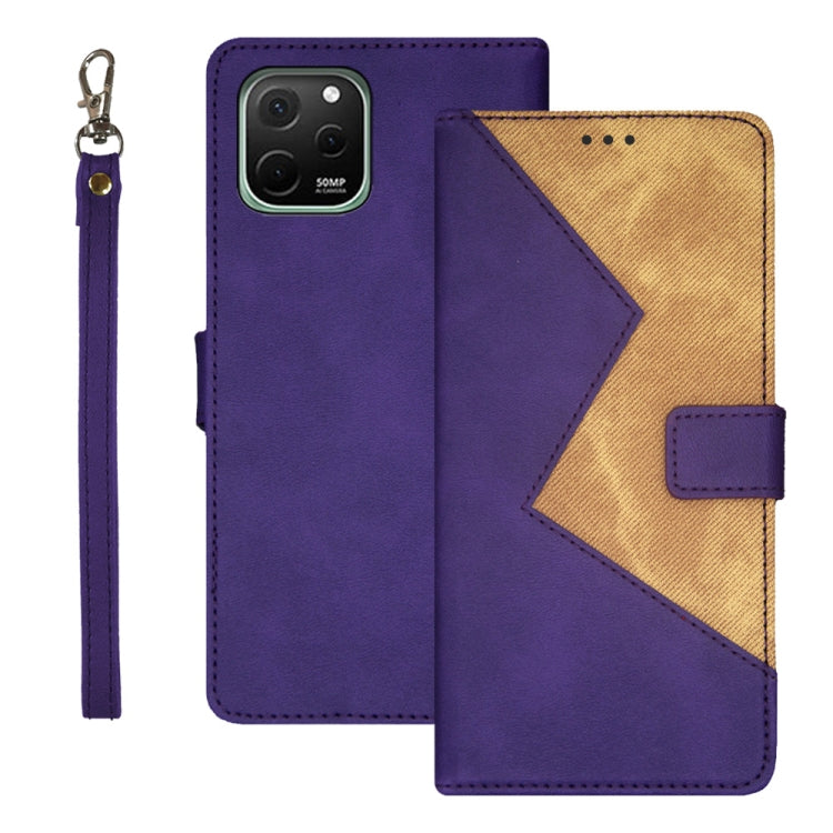 For Huawei nova Y61 4G idewei Two-color Splicing Leather Phone Case