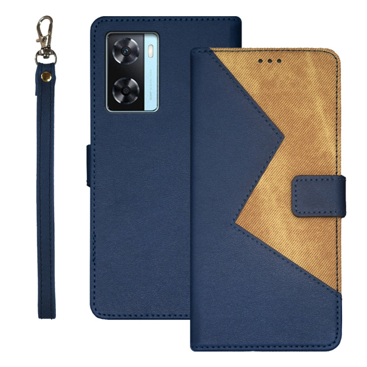 For OPPO A77s idewei Two-color Splicing Leather Phone Case