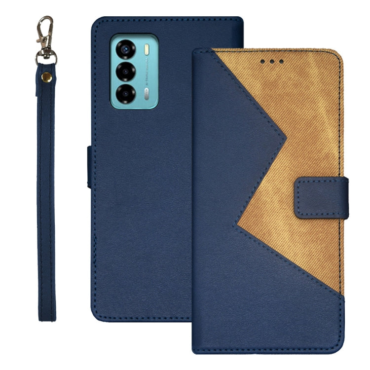 For ZTE Blade A72 4G idewei Two-color Splicing Leather Phone Case