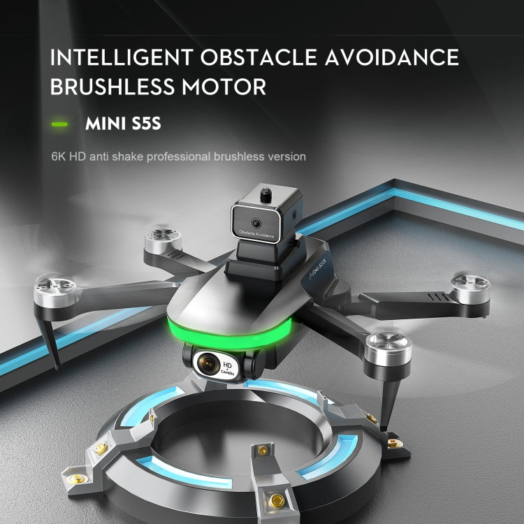 LS-S5S Obstacle Avoidance Brushless Dual-lens Aerial Drone, Specification:4K(Black)