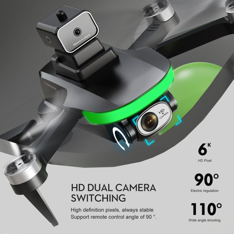 LS-S5S Obstacle Avoidance Brushless Dual-lens Aerial Drone, Specification:6K(Black)
